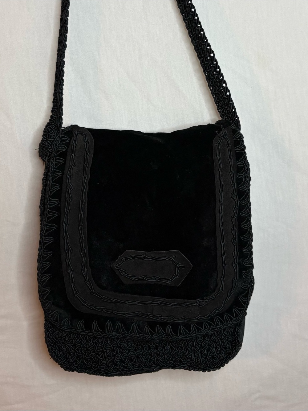 VTG Black Retro Velvet Crotchet Whimsigoth Steampunk Bag